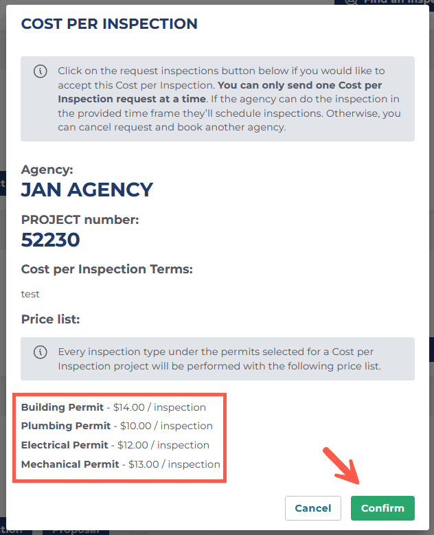 Select Cost Per Inspection