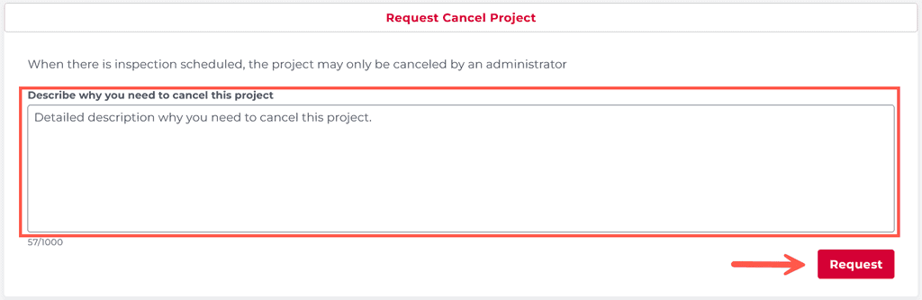 Request Cancel Project
