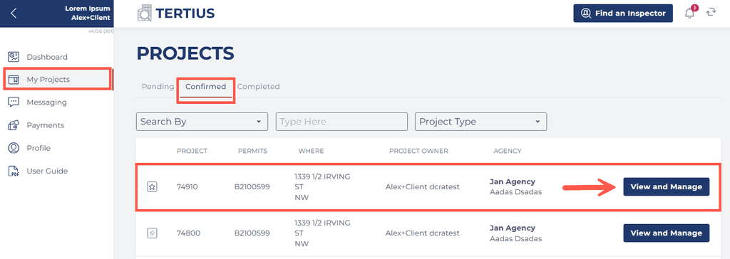 Select Confirmed Project