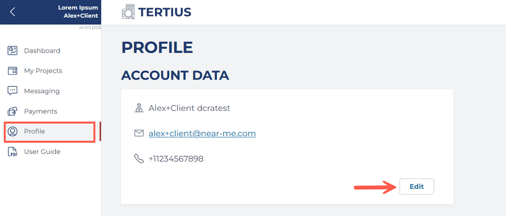 Edit Profile Data