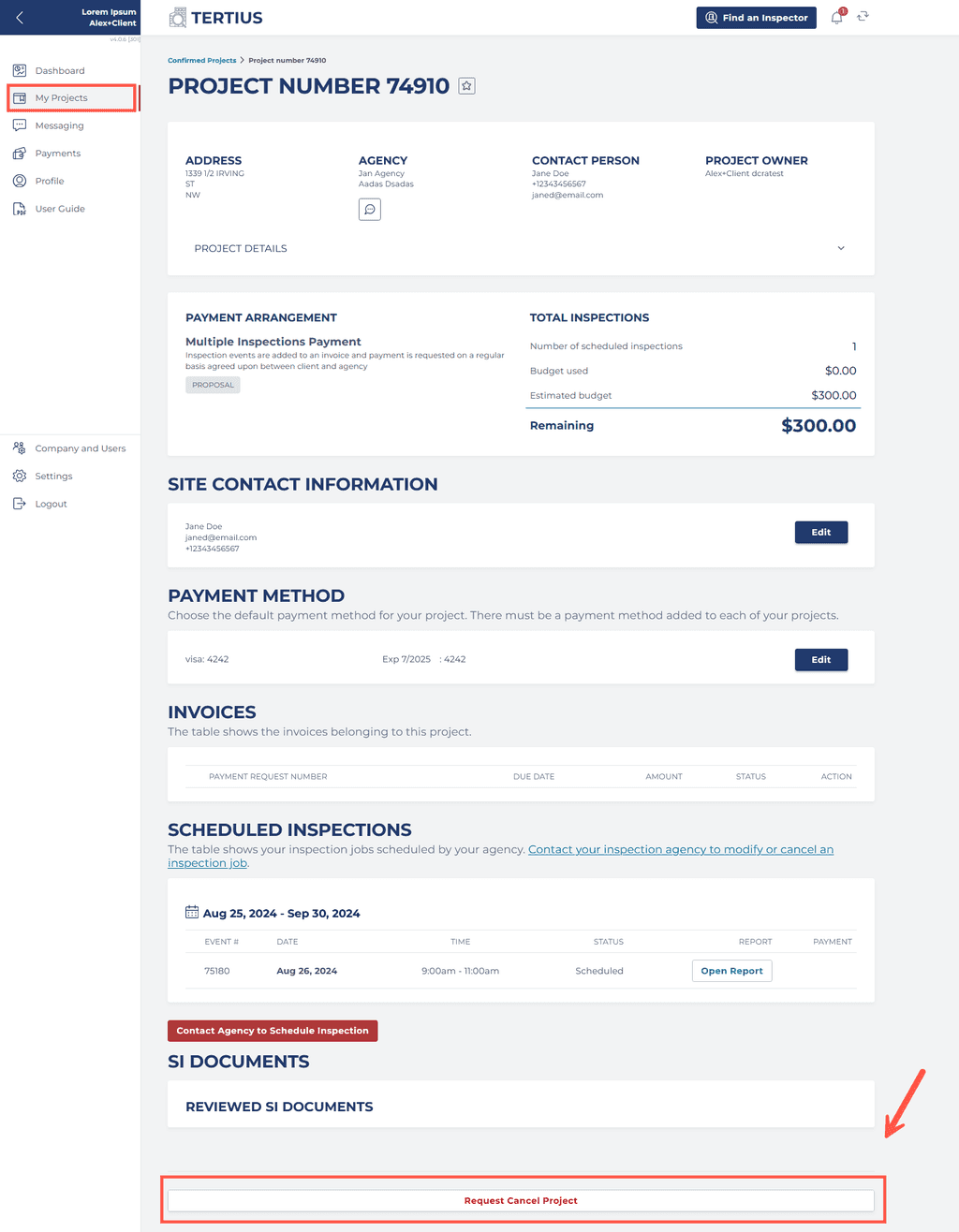 Request Cancel Project