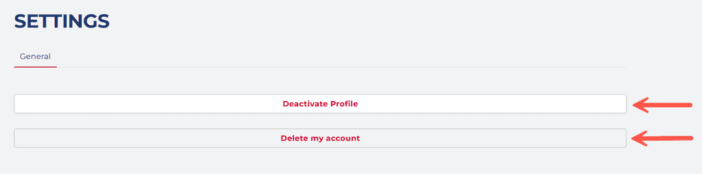 Deactivate Profile - Delete Account