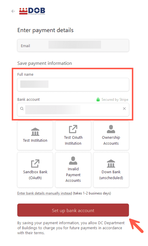 Set Up Bank Account