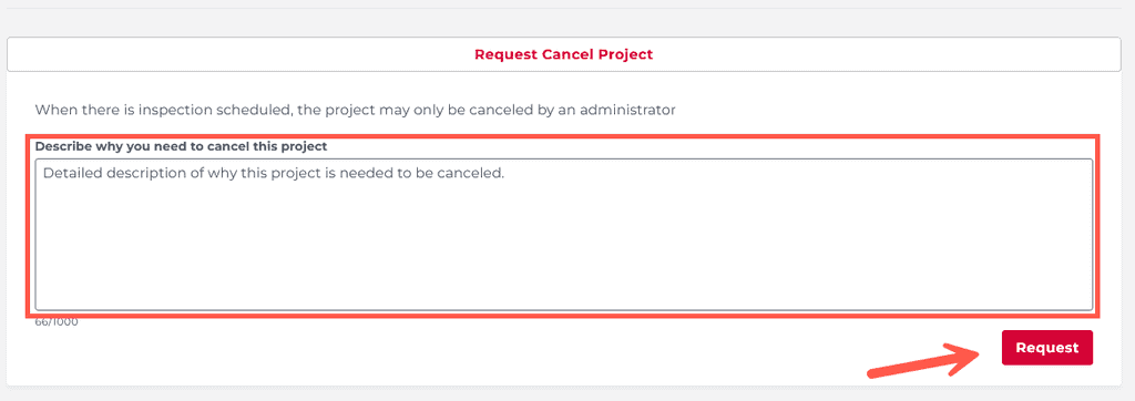 Request Cancel Project