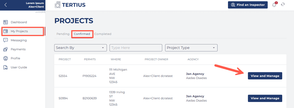 Select Confirmed Project