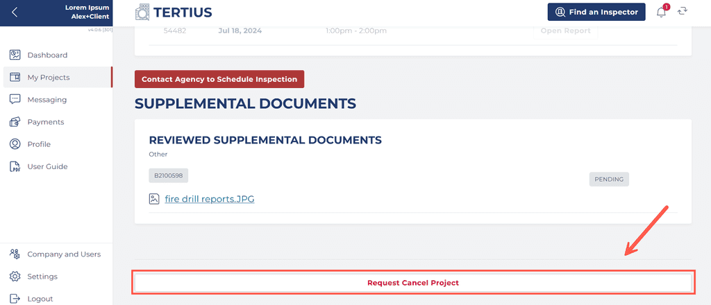 Request Cancel Project